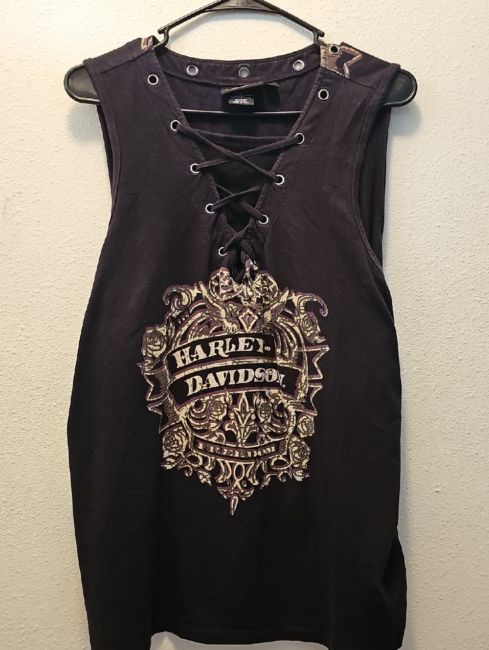 Harley-Davidson Women's Black Lace-Up Graphic Tank